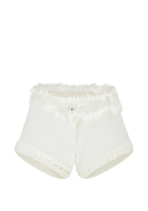 Ferragamo denim shorts with frayed detail - White