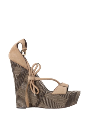 Burberry Pre-Owned bow T-strap heeled sandals - Brown
