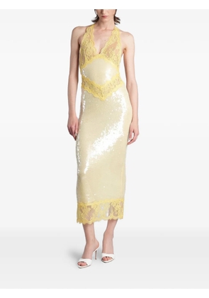 Retrofete sequin-embellished lace-trim dress - Yellow