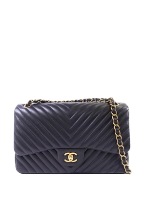 CHANEL Pre-Owned Classic Jumbo chevron quilted CC turn lock shoulder bag - Black