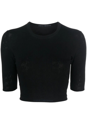 Rabanne monogram-pattern crop top - Black