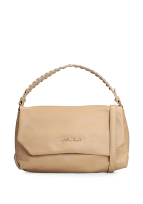 Marc Ellis Elodie braided-handle logo-plaque shoulder bag - Neutrals