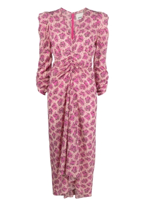 ISABEL MARANT Albini printed silk midi dress - Pink