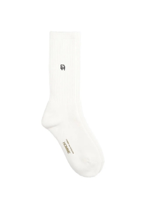 Comme des Garçons Homme logo-embroidered ribbed socks - White