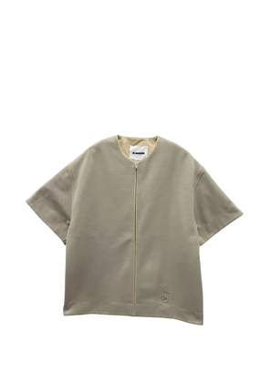 Jil Sander zip-up logo-embroidered T-shirt - Neutrals
