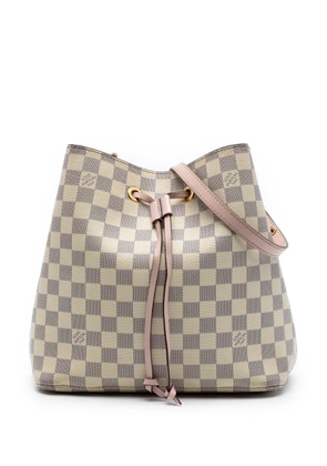 Louis Vuitton Pre-Owned 2019 Damier Azur Neonoe MM bucket bag - White