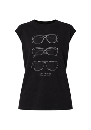 AllSaints graphic-print cap-sleeve T-shirt - Black