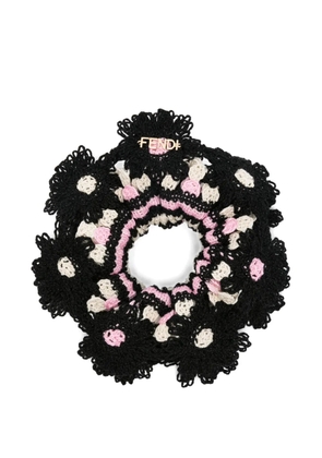FENDI crochet floral-patch scrunchie - Black