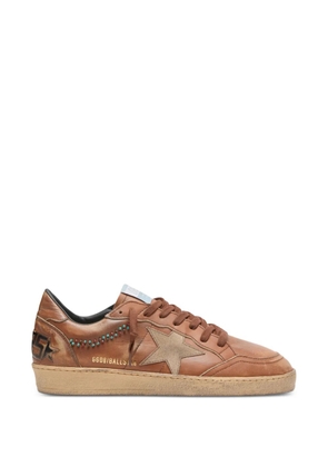 Golden Goose brown leather Ballstar with beige suede star and beads sneakers
