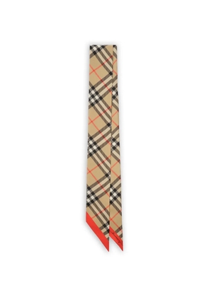 Burberry skinny contrast Check silk scarf - Neutrals