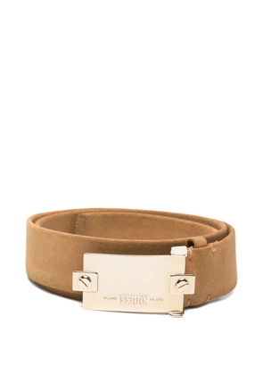 Gianfranco Ferré Pre-Owned 2000s plaque-buckle suede belt - Brown