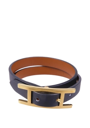 Hermès Pre-Owned Double Tour leather bracelet - Black