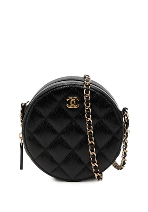 CHANEL Pre-Owned 2019 CC Quilted Caviar Round Clutch With Chain crossbody bag - Black