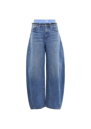 Alexander Wang layered-waistband barrel-leg jeans - Blue