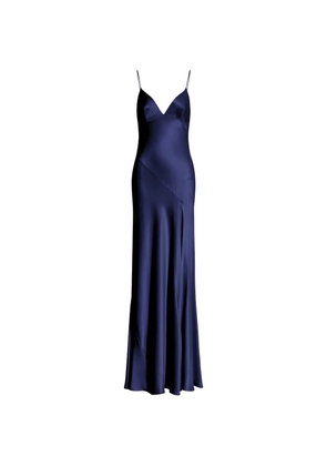 Alberta Ferretti satin-finish slit-detail gown - Blue
