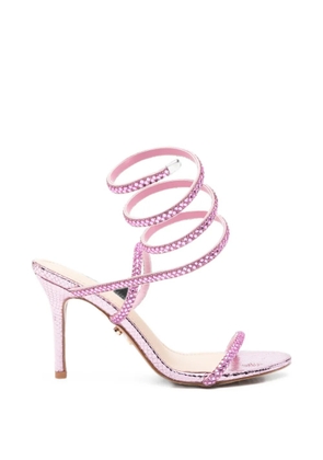 TWENTY FOURHAITCH Zeja crystal-embellished snakeskin-effect sandals - Pink
