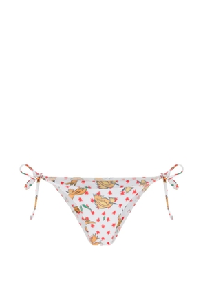 Donde Esteban bird-print side-tie bikini bottoms - White