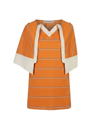 Fidan Novruzova Gaia striped short-sleeved blouse - Orange
