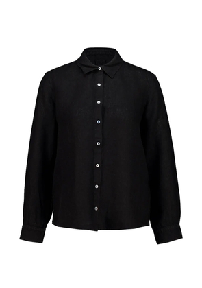 120% Lino long-sleeve button-down linen shirt - Black
