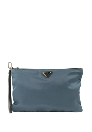 Prada Pre-Owned logo-plaque clutch bag - Blue