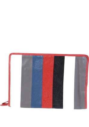 Balenciaga Pre-Owned striped leather clutch bag - White