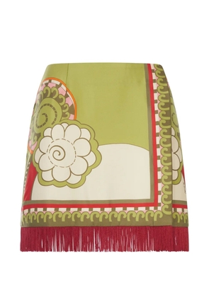 La DoubleJ fringed A-line mini skirt - Green