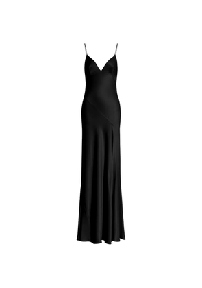 Alberta Ferretti satin V-neck maxi dress - Black