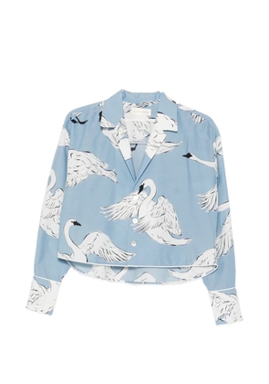 Olivia von Halle Lucia Laia swan-print pajamas - Blue