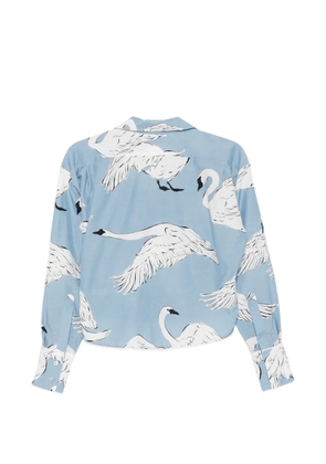 Olivia von Halle Lucia Laia swan-print pajamas - Blue