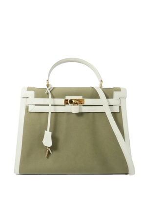 Hermès Pre-Owned 35 Kelly leather-trim tote bag - Green