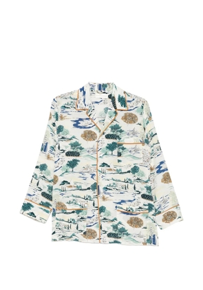 Olivia von Halle Yves Cadaqués landscape-print pajamas - Neutrals