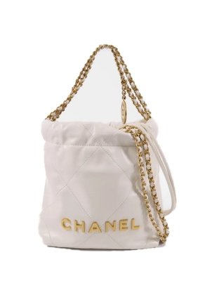 CHANEL Pre-Owned mini 22 chain-strap calfskin tote bag - White
