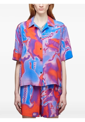MCQ abstract-print collared top - Blue