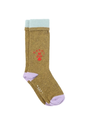Marni logo-embroidered ribbed-trim socks - Green