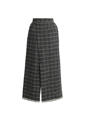 ERDEM tweed frayed-edge skirt - Black