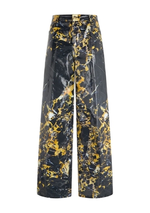 Roberto Cavalli marble-print trousers - Black