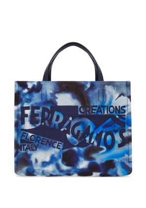 Ferragamo Carnation print tote bag (M) - Blue