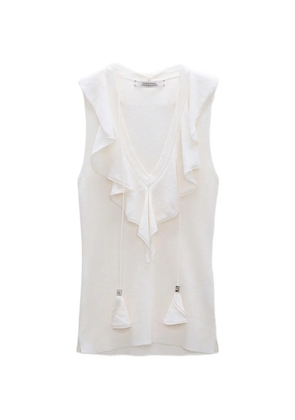 Dorothee Schumacher Refined Essentials ruffled tassel-detail top - White