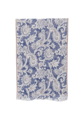 Dell'oglio paisley-print frayed scarf - Blue