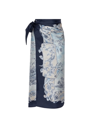 Ferragamo graphic-print wrap maxi skirt - Blue
