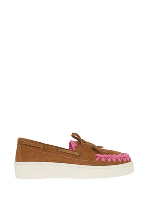 Mou crochet-trim suede loafers - Brown