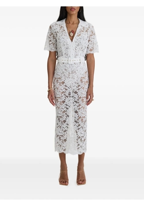MOOS STUDIO Affair belted floral-lace midi dress - White