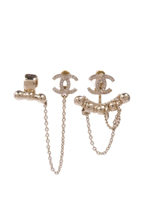CHANEL Pre-Owned crystal-embellishments earrings - Gold