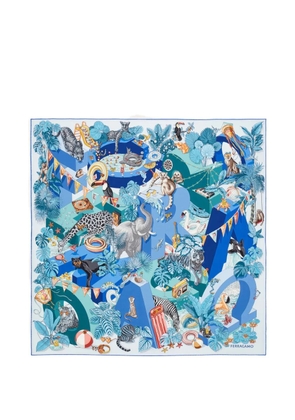 Ferragamo Jungle-Party print silk scarf - Blue