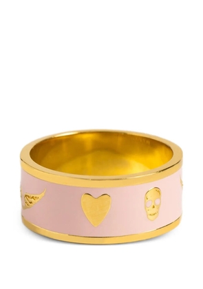 Zadig&Voltaire skull-motif enamel-detail ring - Gold