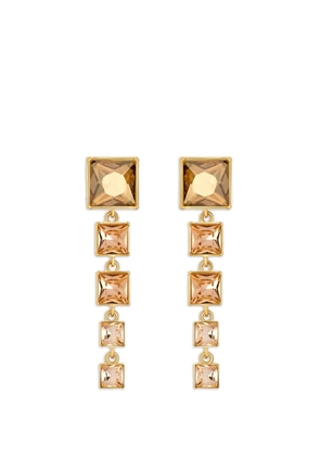 Oscar de la Renta square-cut rhinestone drop earrings - Gold