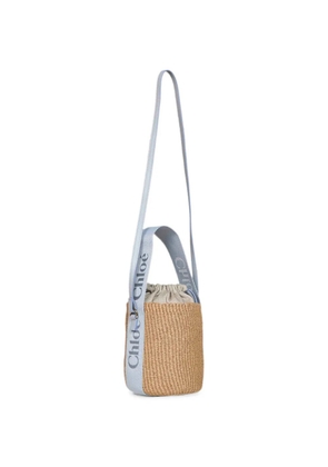 Chloé logo-embroidered woven-paper shoulder bag - Neutrals