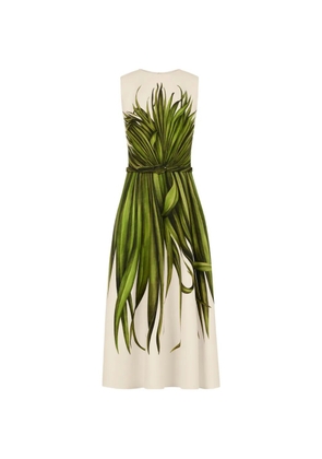 Oscar de la Renta palm leaves wool-blend dress - Green