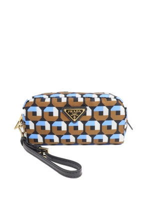 Prada Pre-Owned 1NS175 geometric-print clutch bag - Brown