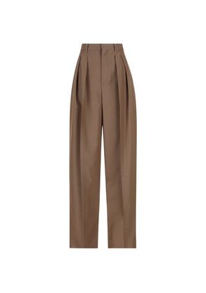 Saint Laurent pleated wool-blend trousers - Brown